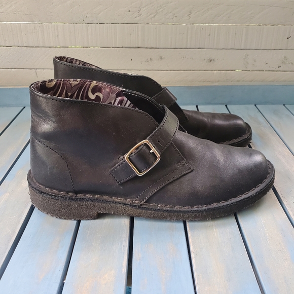 CLARKS X V&A Leather Desert Mary Jane Boots/Booties Size 6.5 - Picture 4 of 11